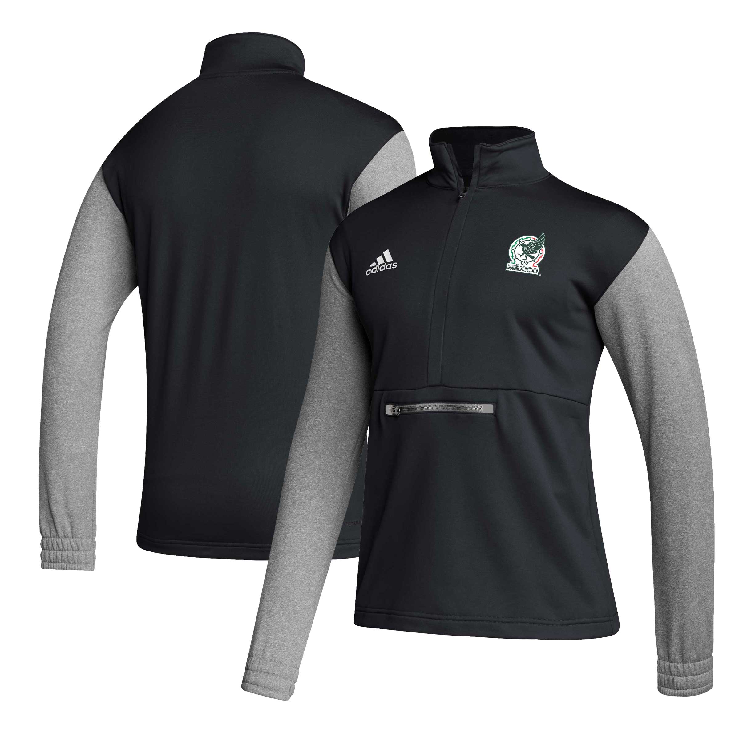 mexico national team adidas crest long sleeve half-zip top – black Collection – Brazil World Cup Jerseys and T-Shirts