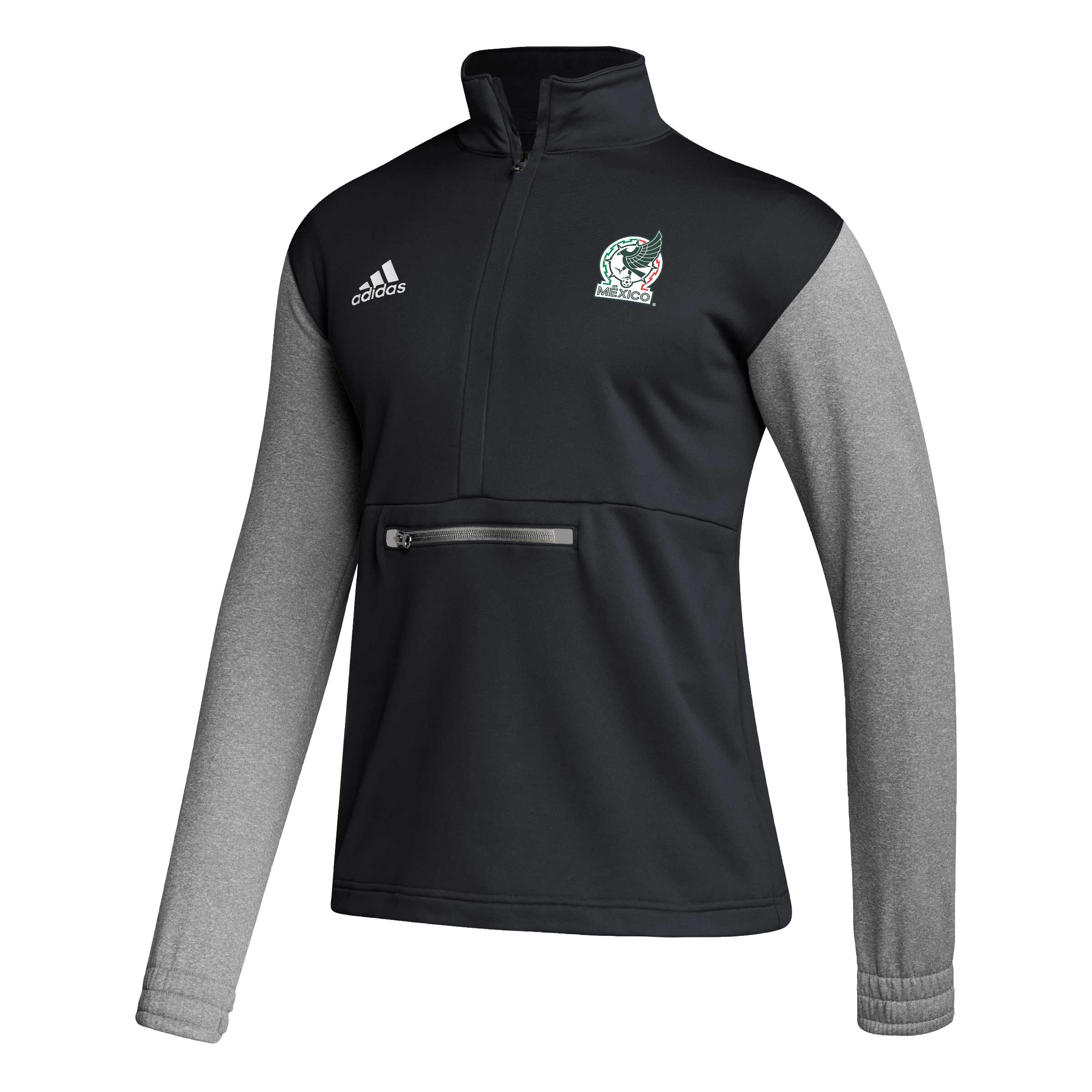 mexico national team adidas crest long sleeve half-zip top – black Collection – Brazil World Cup Jerseys and T-Shirts