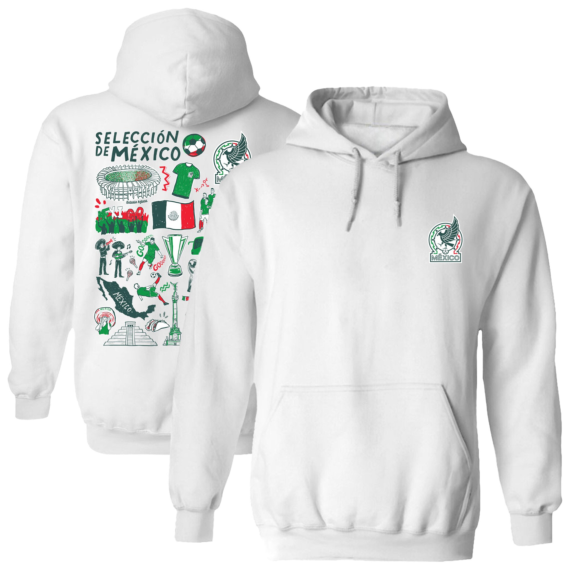 mexico national team vive la fete women8217s impressions artwork pullover hoodie – white Collection – Brazil World Cup Jerseys and T-Shirts