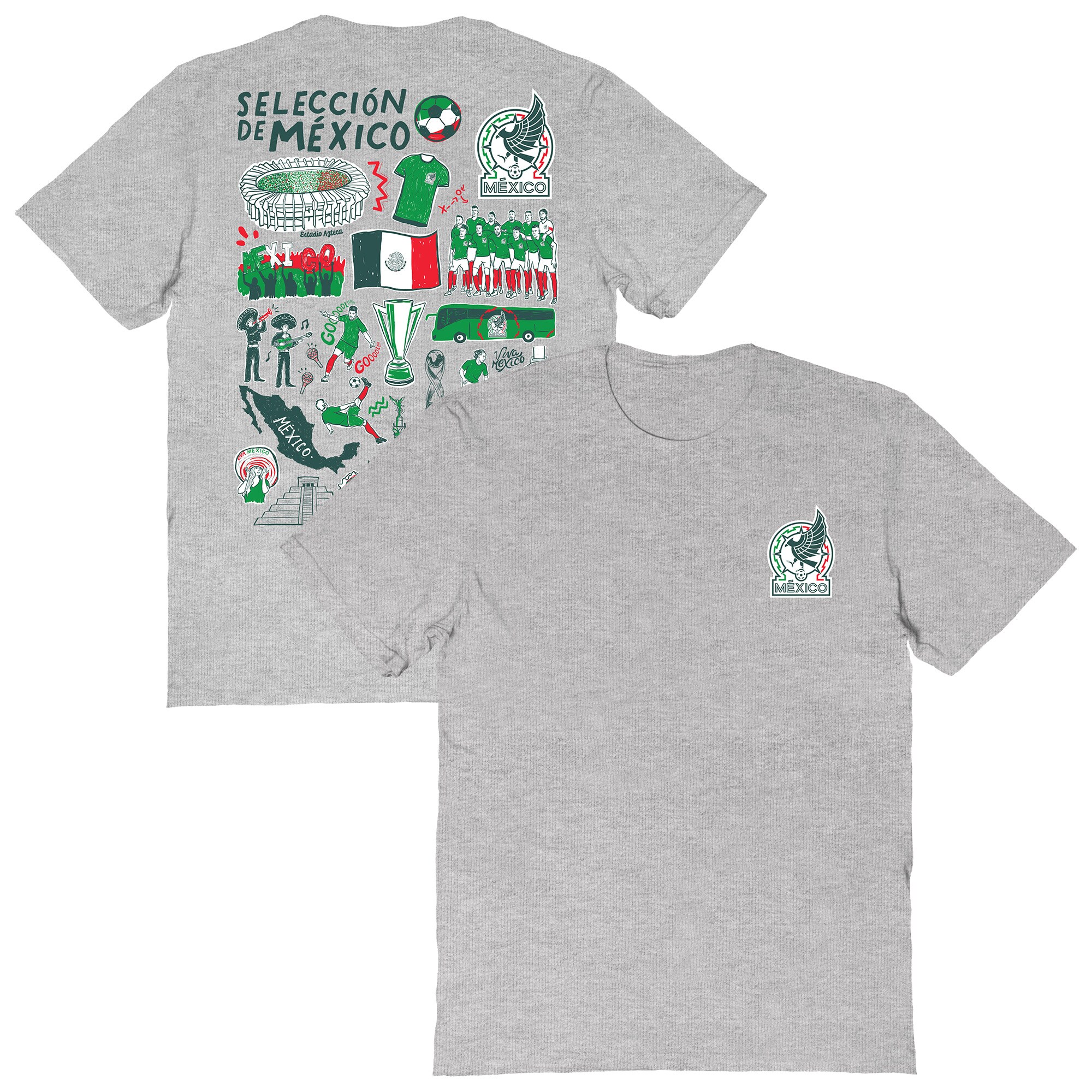 mexico national team vive la fete women8217s impressions artwork t-shirt – heather gray Collection – Brazil World Cup Jerseys and T-Shirts