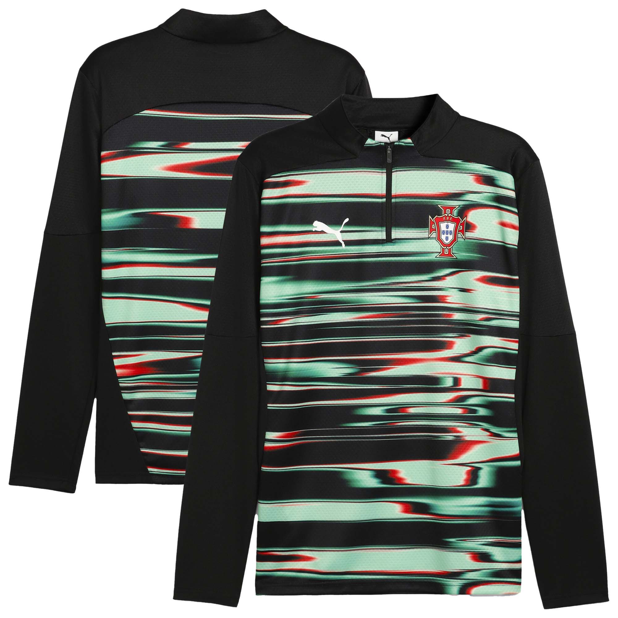 portugal national team puma 2025 pre-match quarter-zip top – black Collection – Brazil World Cup Jerseys and T-Shirts