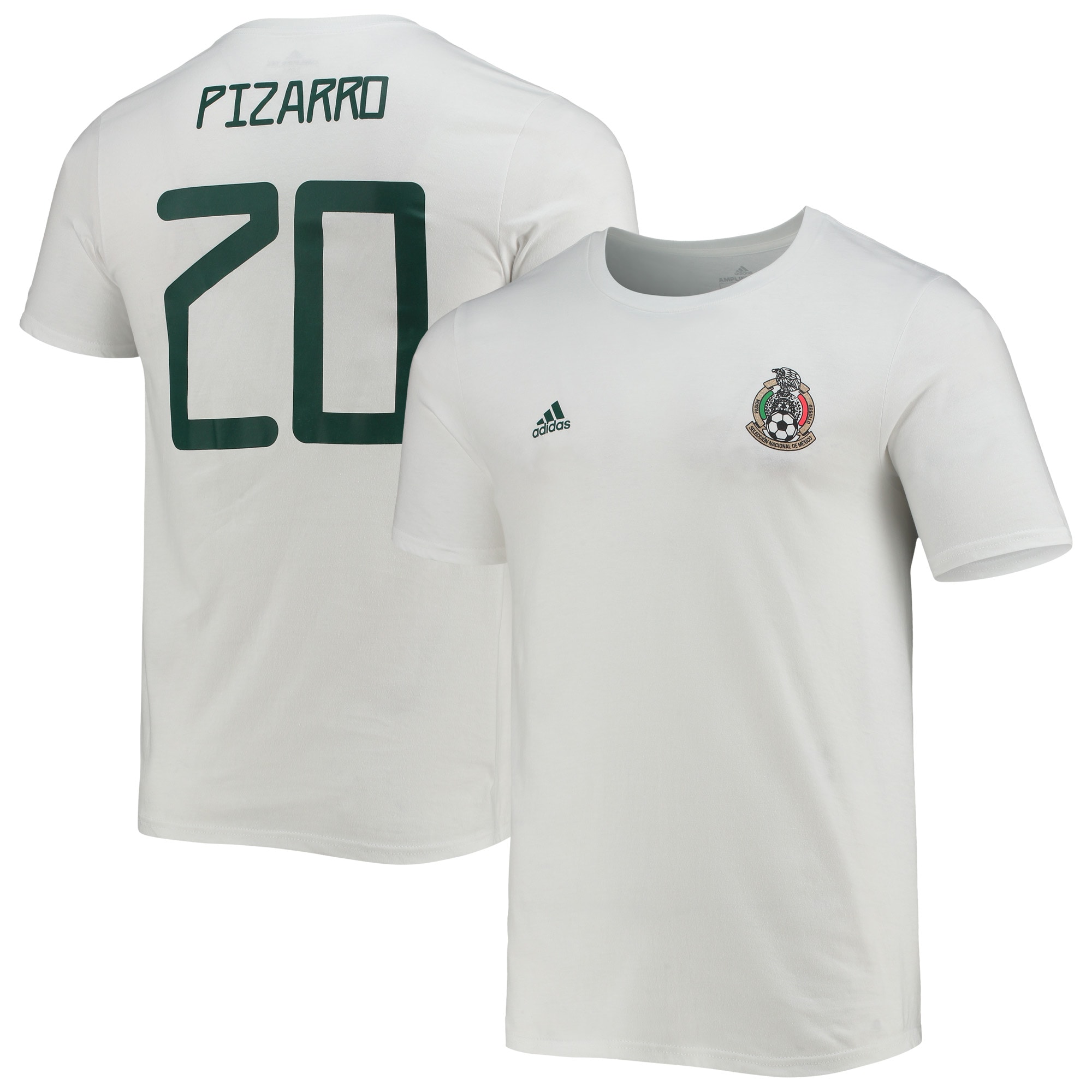 rodolfo pizarro mexico national team adidas amplifier name amp number t-shirt – white Collection – Brazil World Cup Jerseys and T-Shirts