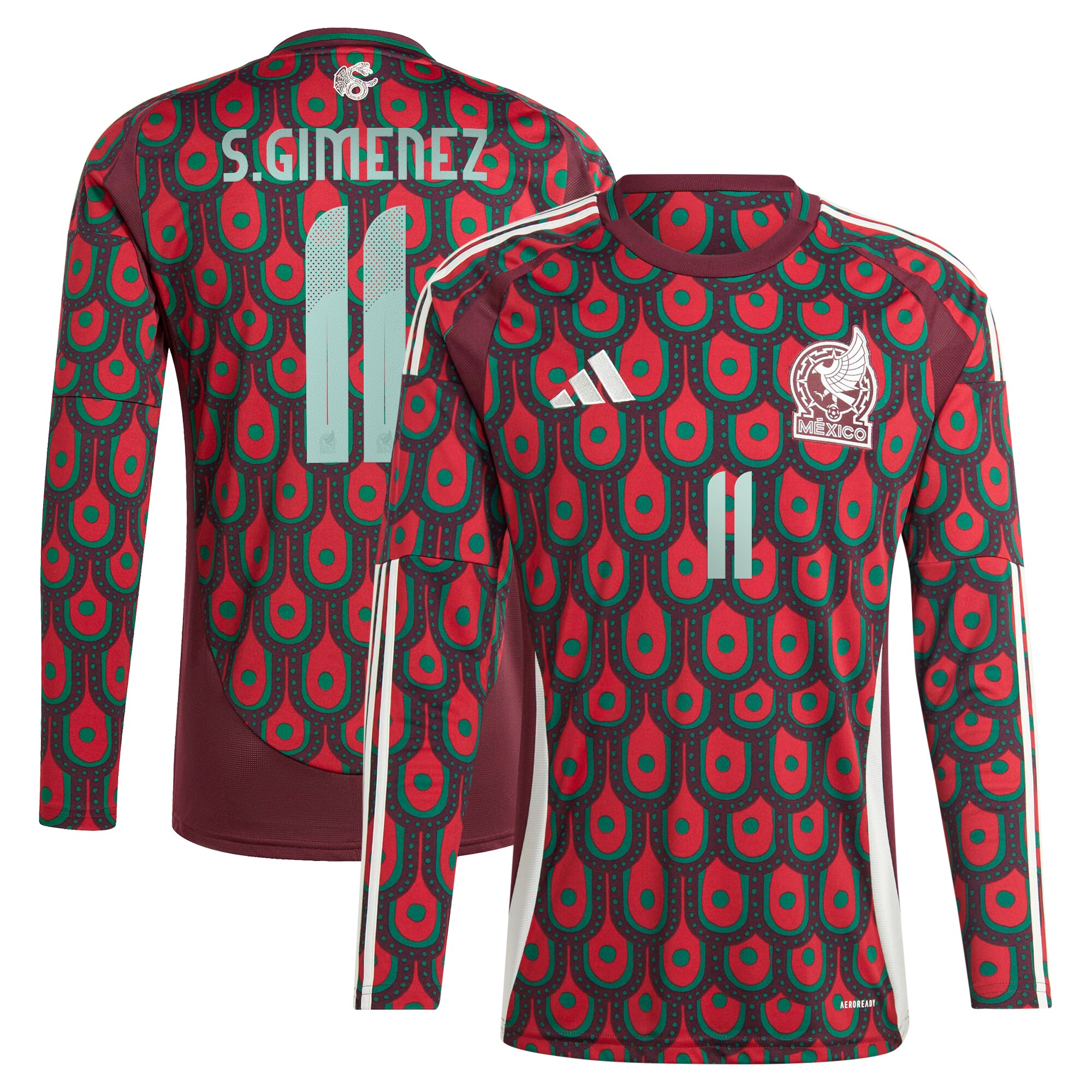 santiago giménez mexico national team adidas 2024 home replica player long sleeve jersey – burgundy Collection – Brazil World Cup Jerseys and T-Shirts