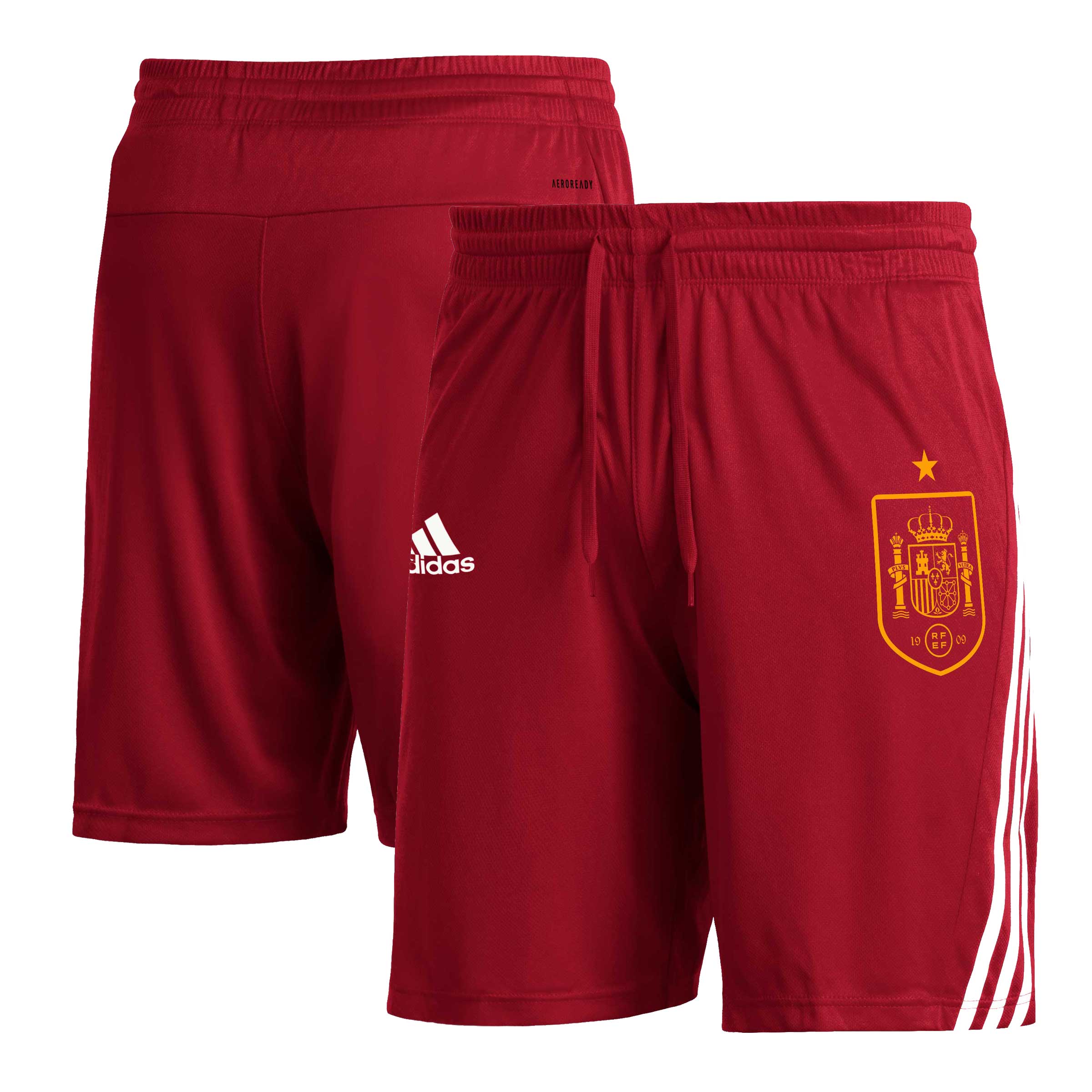 spain national team adidas club crest three-stripe aeroready shorts – red Collection – Brazil World Cup Jerseys and T-Shirts