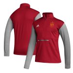 spain national team adidas crest long sleeve half-zip top – red Collection – Brazil World Cup Jerseys and T-Shirts