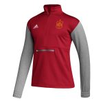 spain national team adidas crest long sleeve half-zip top – red Collection – Brazil World Cup Jerseys and T-Shirts