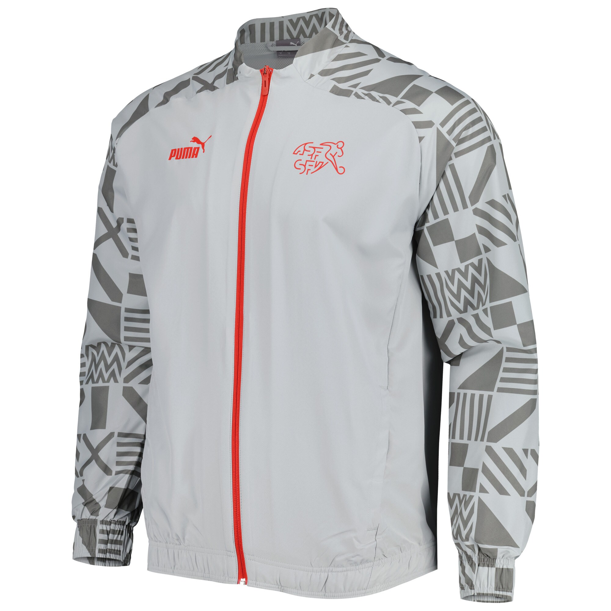 switzerland national team puma pre-match raglan full-zip training jacket – gray Collection – Brazil World Cup Jerseys and T-Shirts